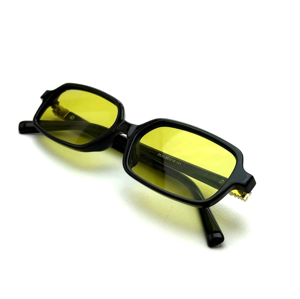 Miu Miu Rectangular Regard - Black Frame Yellow Lens