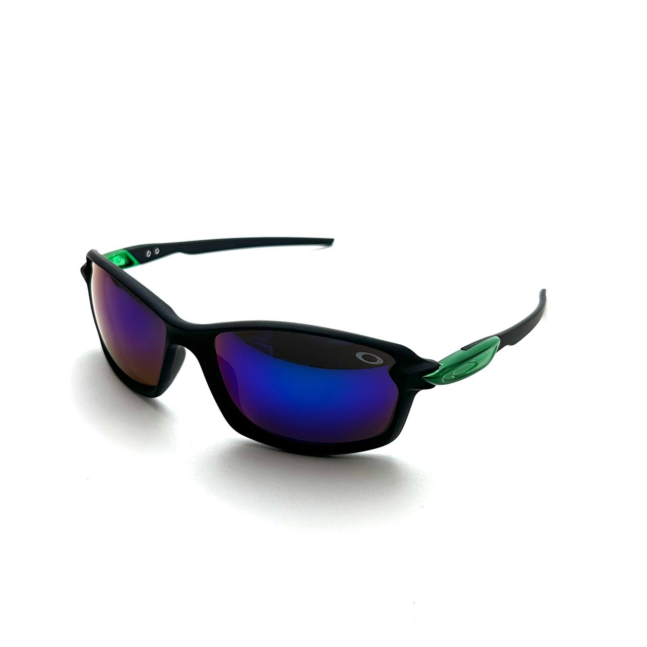 Oakley Flak 2.0 XL – Matte Black with Green Icons and Violet Iridium Lenses