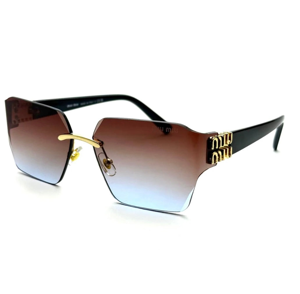Miu Miu MU 04RS Rimless Oversized Sunglasses – Gradient Brown
