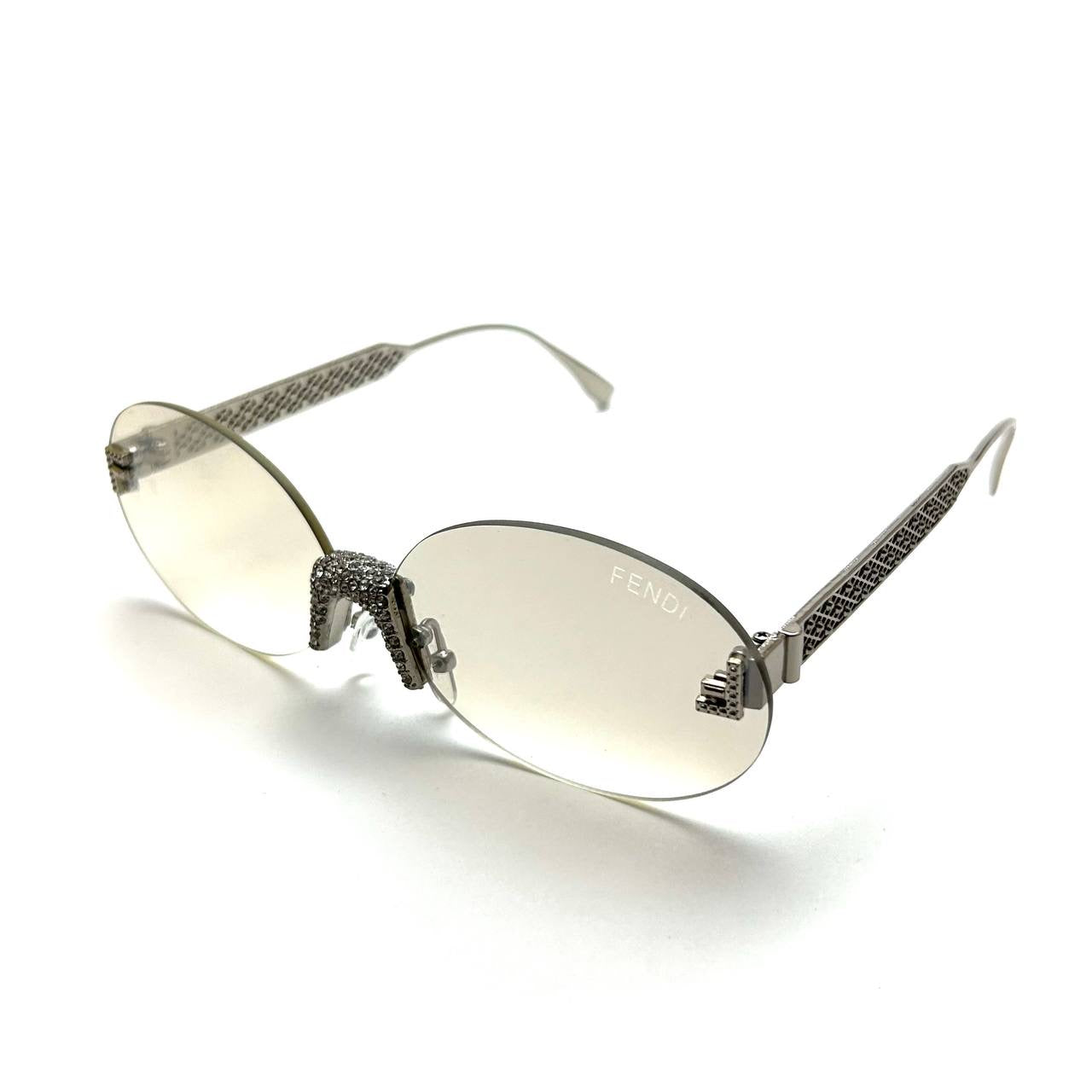 Fendi Crystal Oval Sunglasses - White Gradient