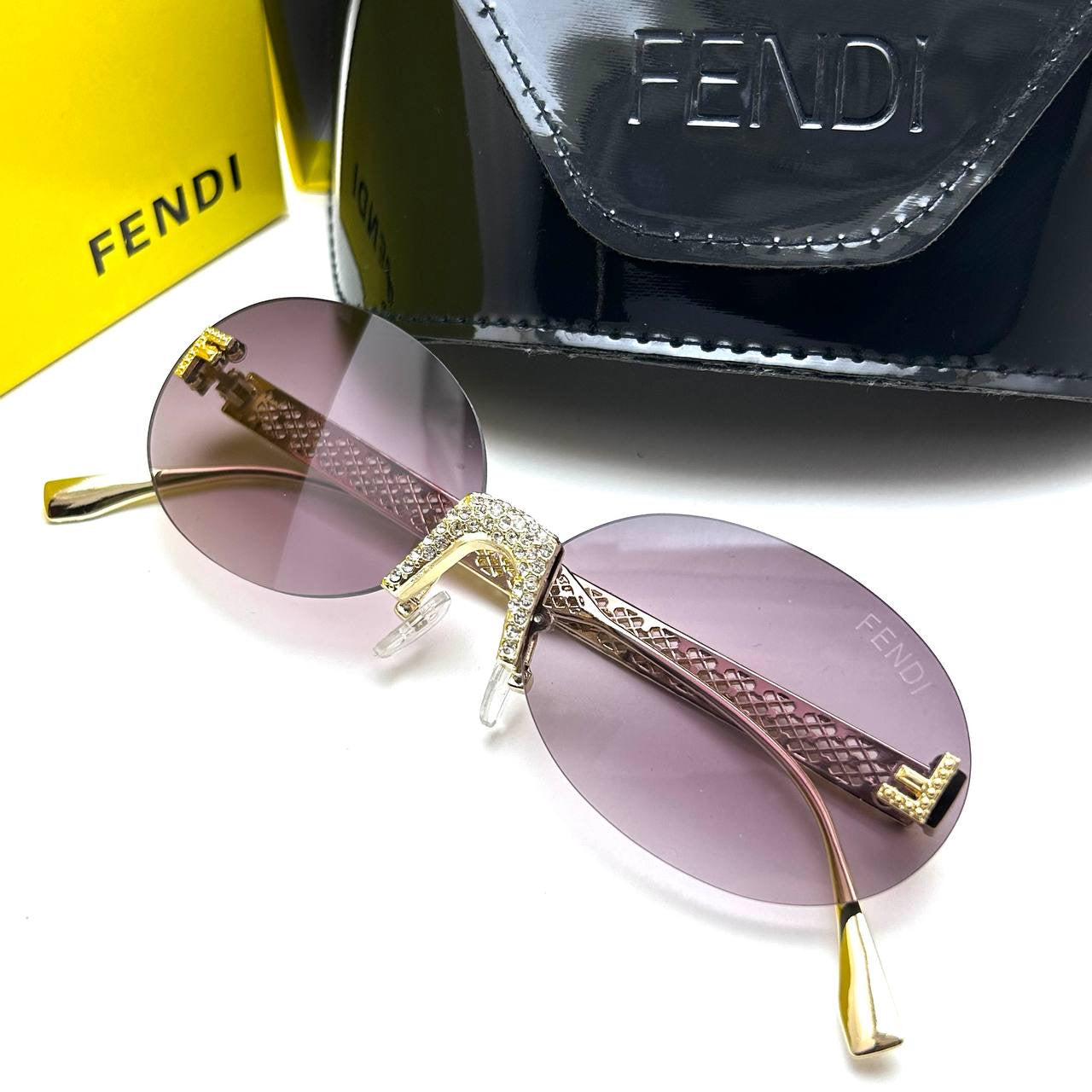 Fendi Crystal Oval Sunglasses - Purple Gradient