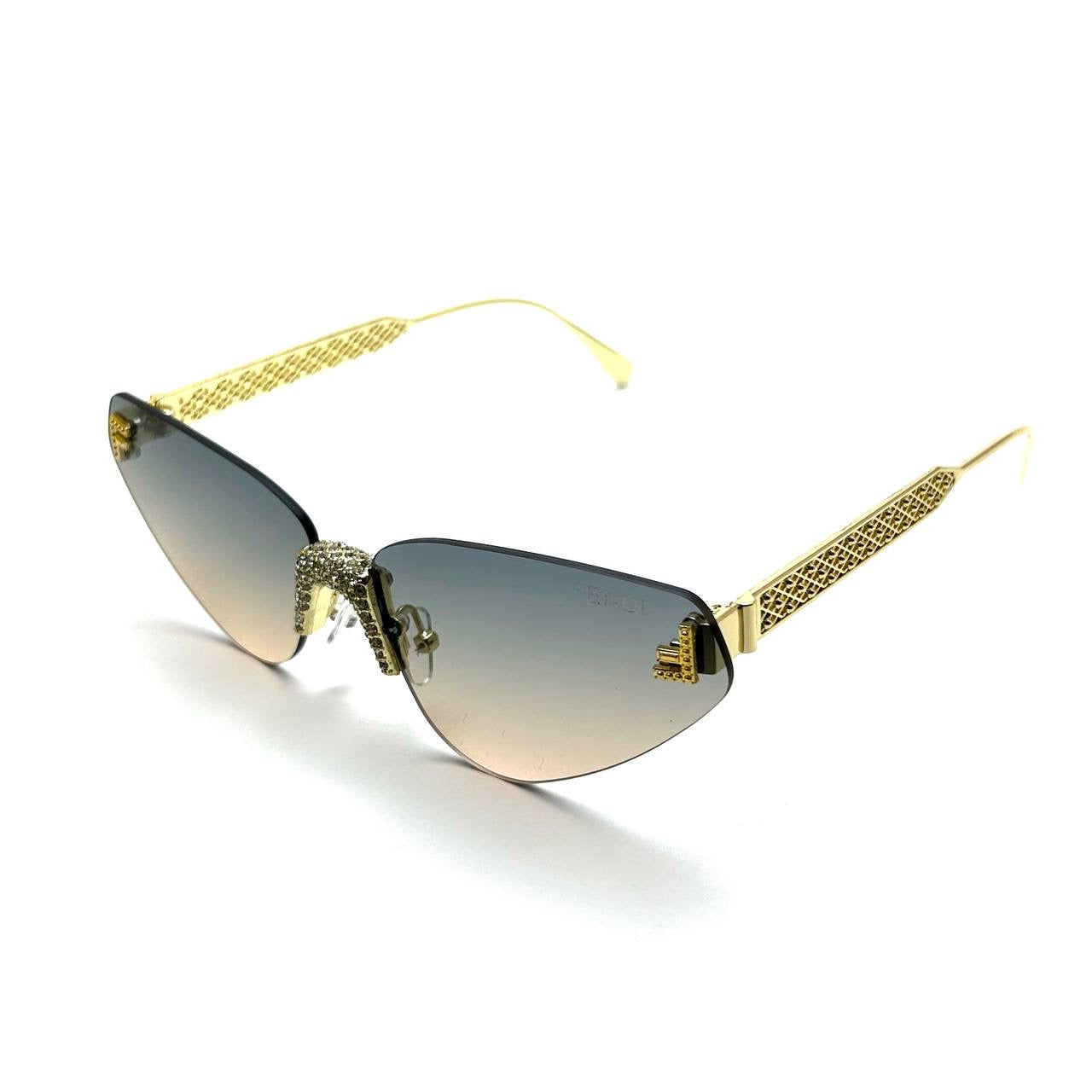 Fendi Crystal Cat-Eye Sunglasses - Gold Gradient