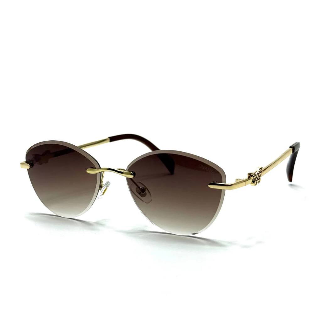 Chanel Rimless Geometric Sunglasses – Gold / Brown Gradient