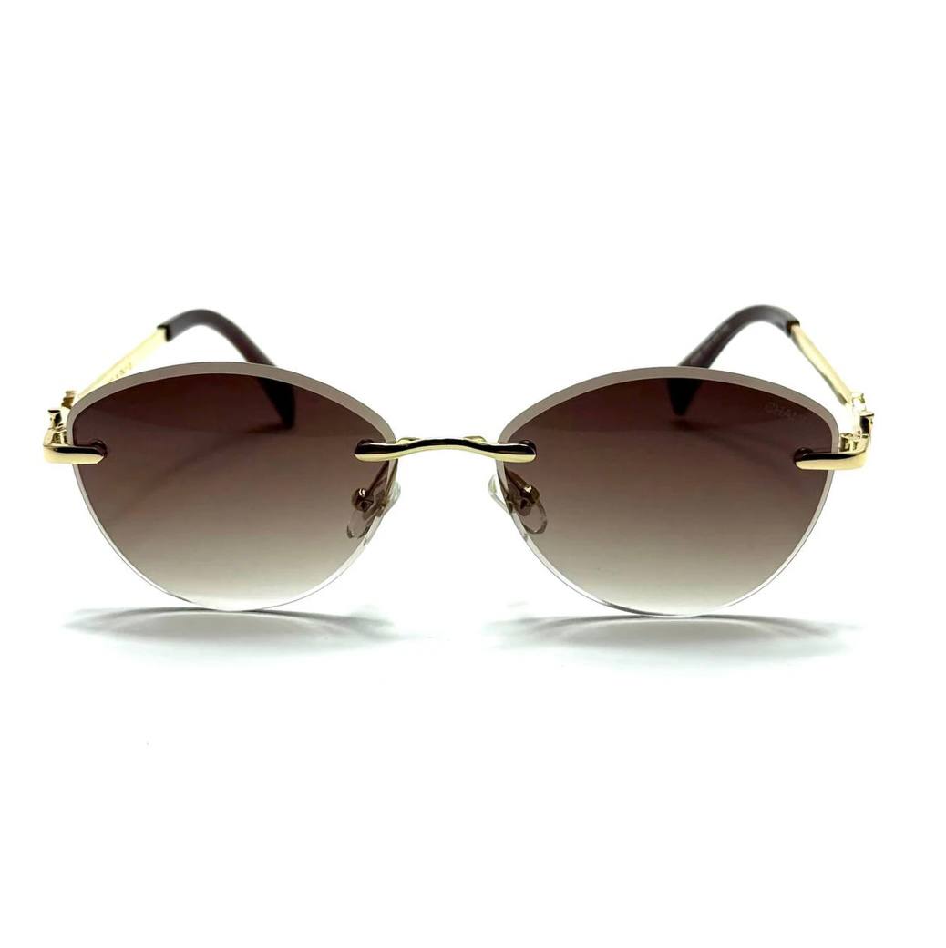 Chanel Rimless Geometric Sunglasses – Gold / Brown Gradient