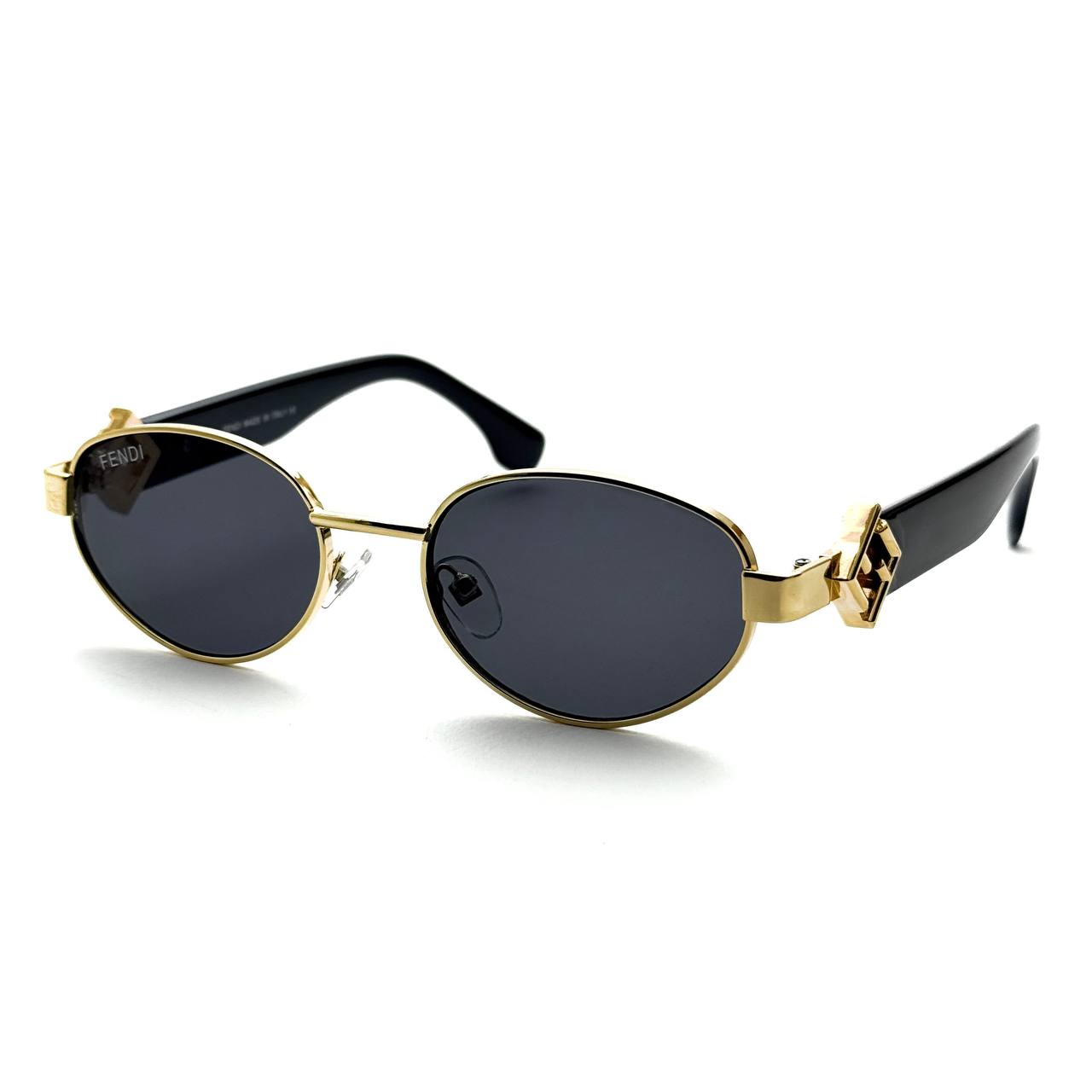 Fendi Oval Gold Frame Sunglasses – Gold / Black