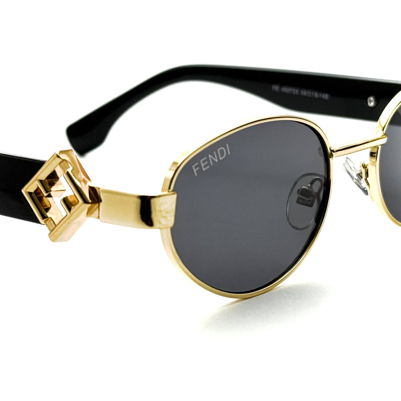 Fendi Oval Gold Frame Sunglasses – Gold / Black