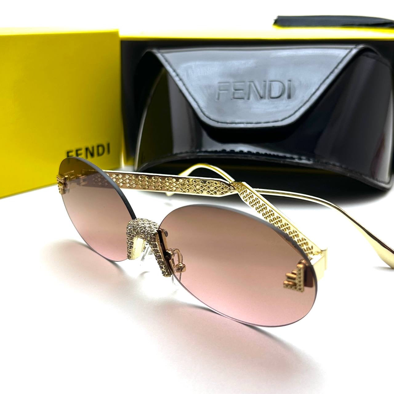 Fendi Crystal Oval Sunglasses - Brown Gradient