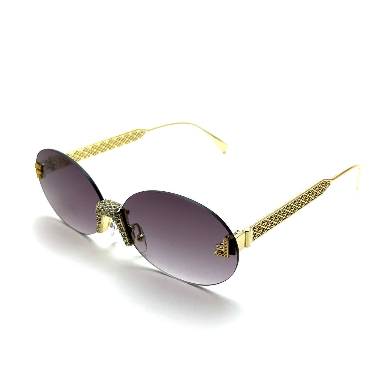 Fendi Crystal Oval Sunglasses - Purple Gradient