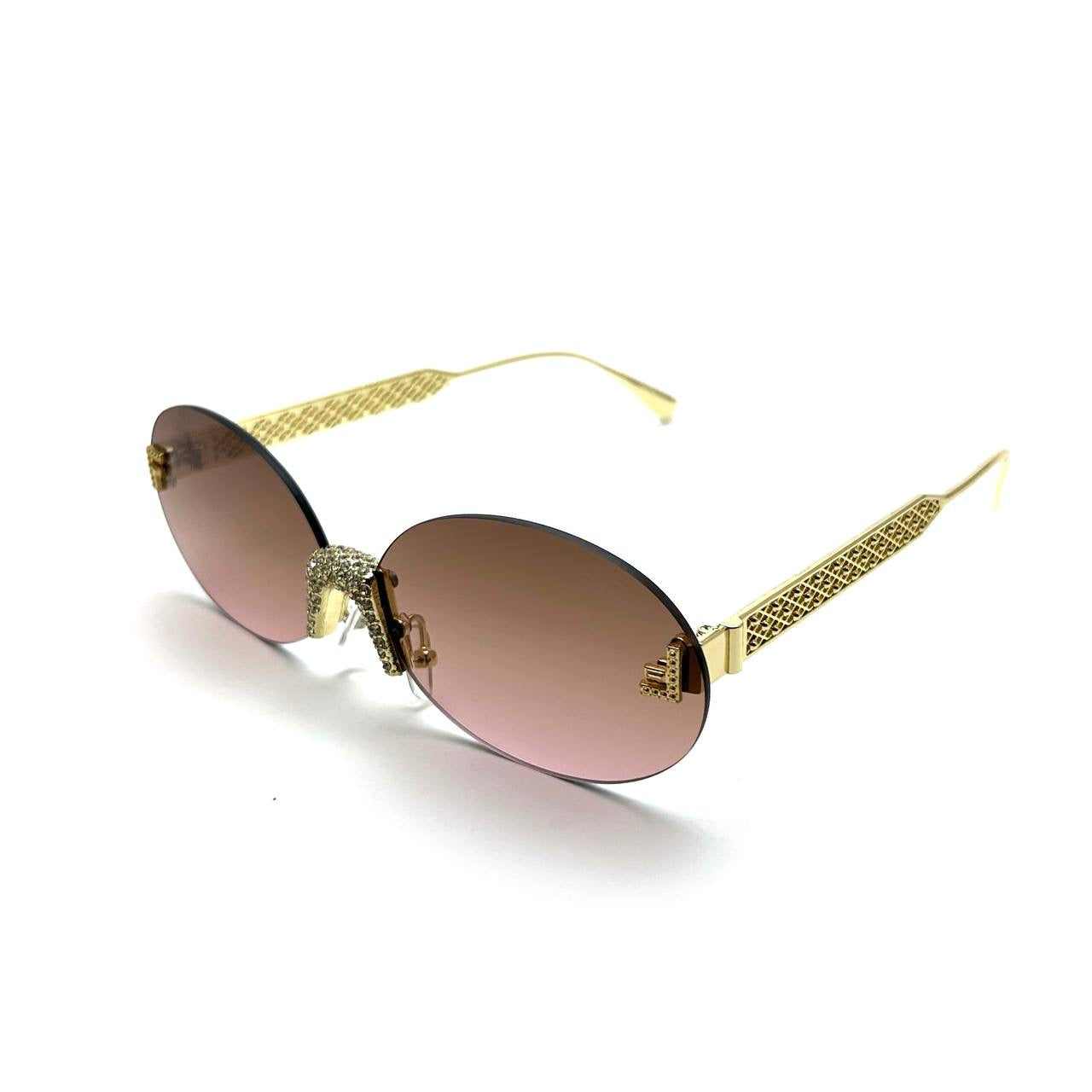 Fendi Crystal Oval Sunglasses - Brown Gradient