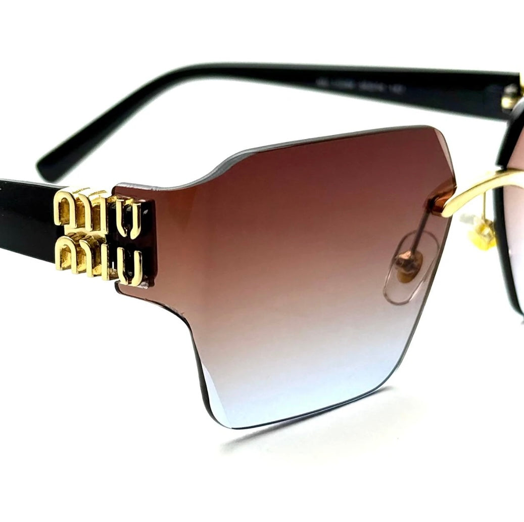 Miu Miu MU 04RS Rimless Oversized Sunglasses – Gradient Brown