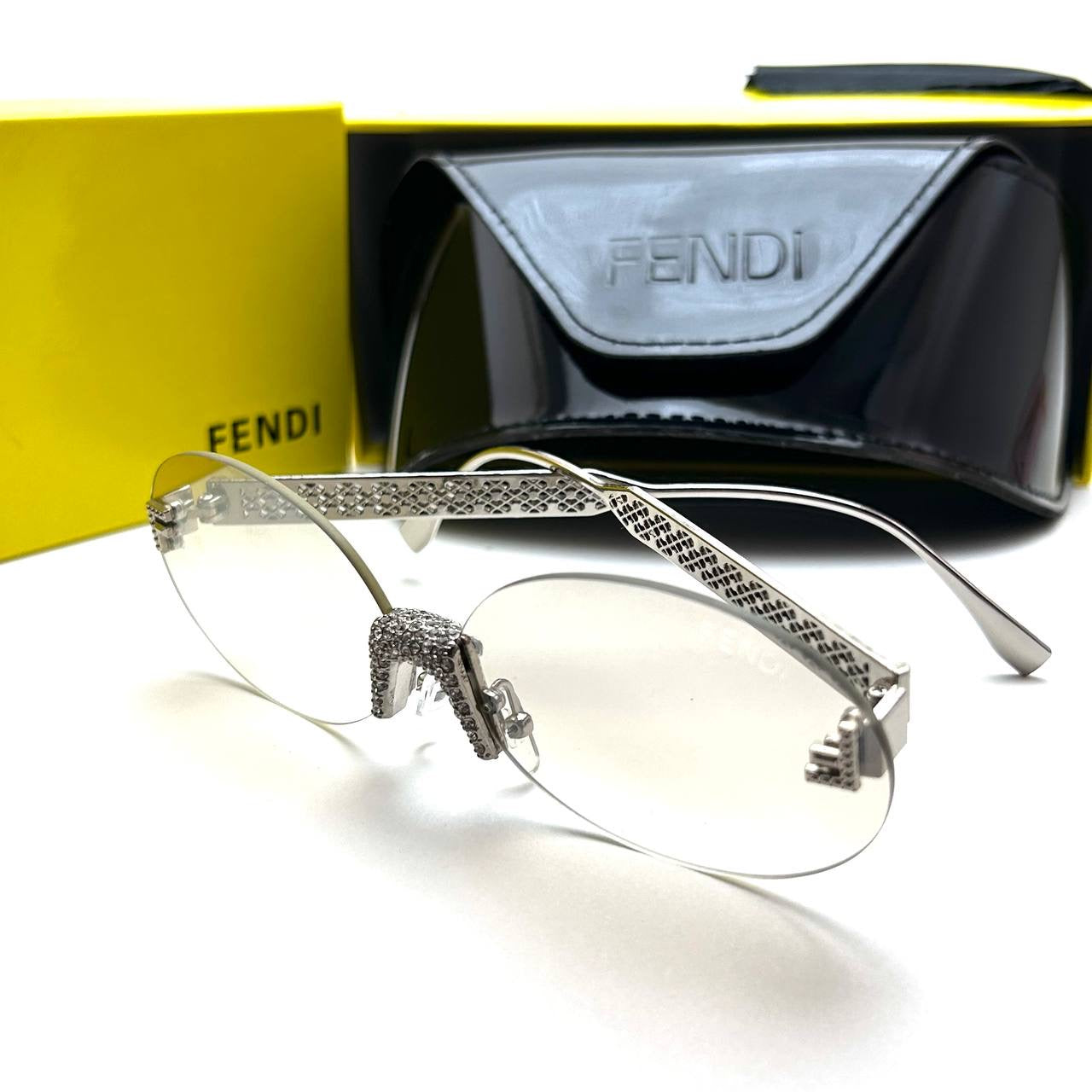 Fendi Crystal Oval Sunglasses - White Gradient