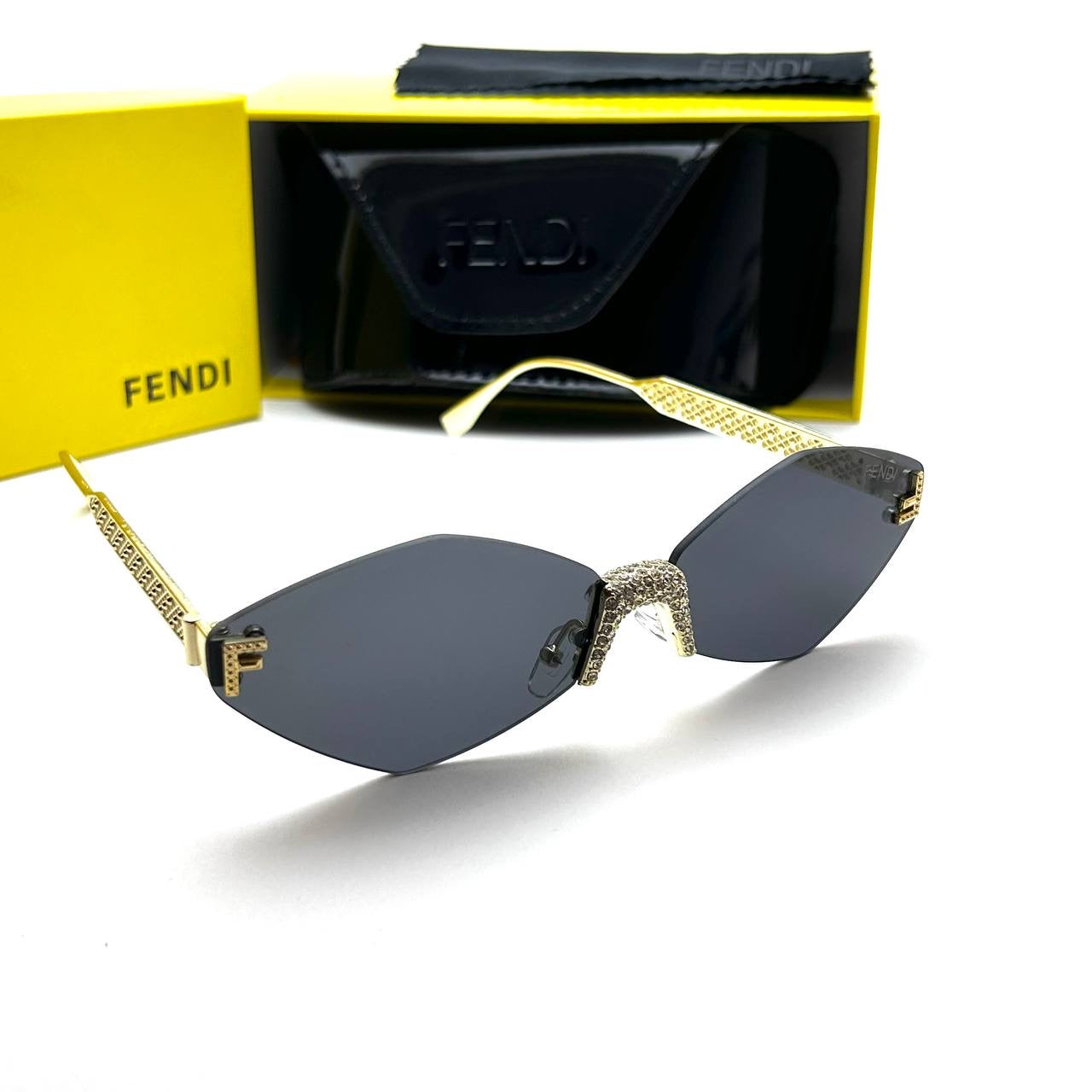 Fendi Crystal Cat-Eye Sunglasses - Black Gold