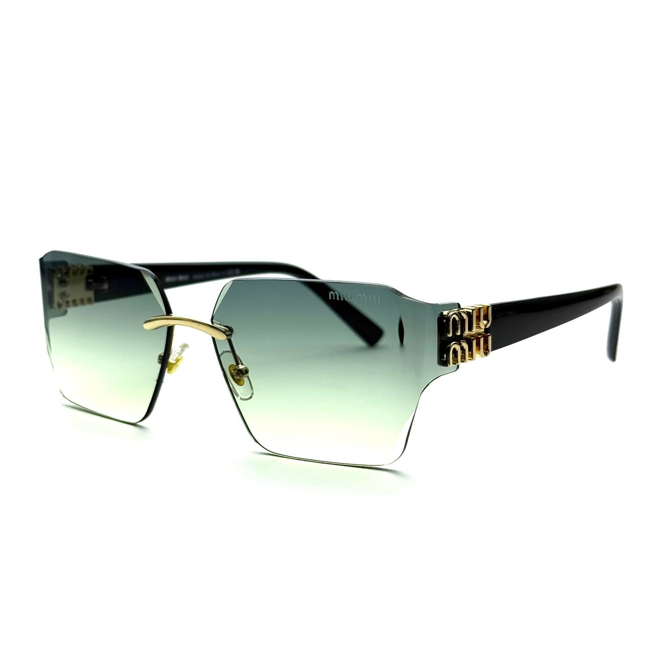 Miu Miu MU 04RS Rimless Oversized Sunglasses – Gradient Green