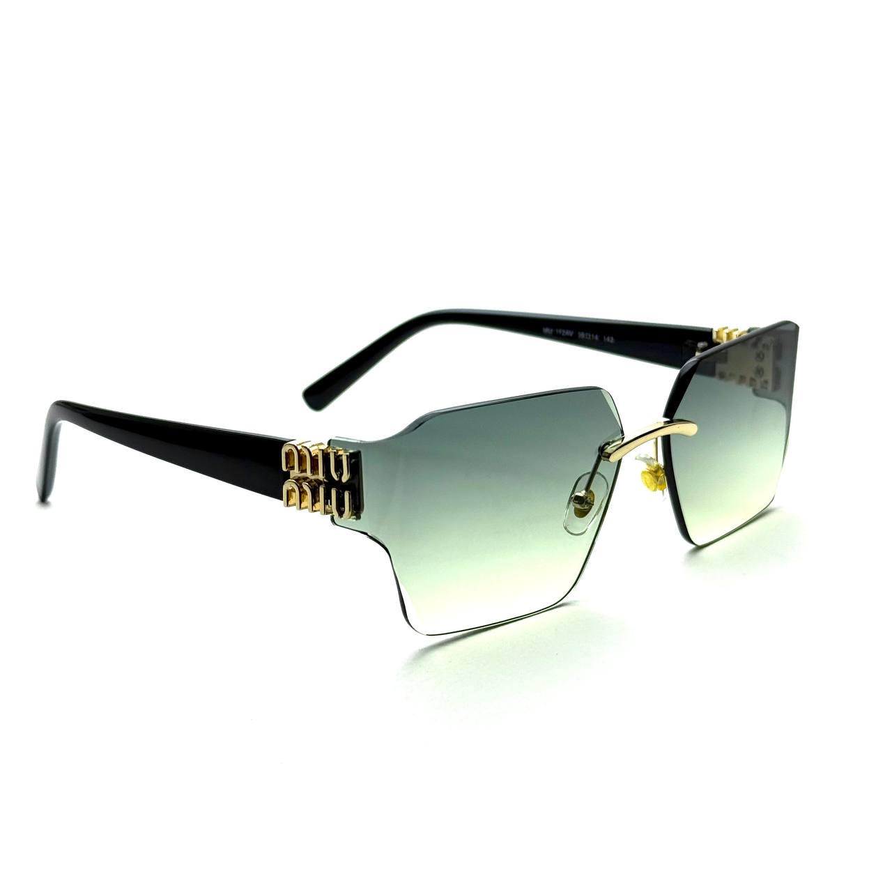 Miu Miu MU 04RS Rimless Oversized Sunglasses – Gradient Green