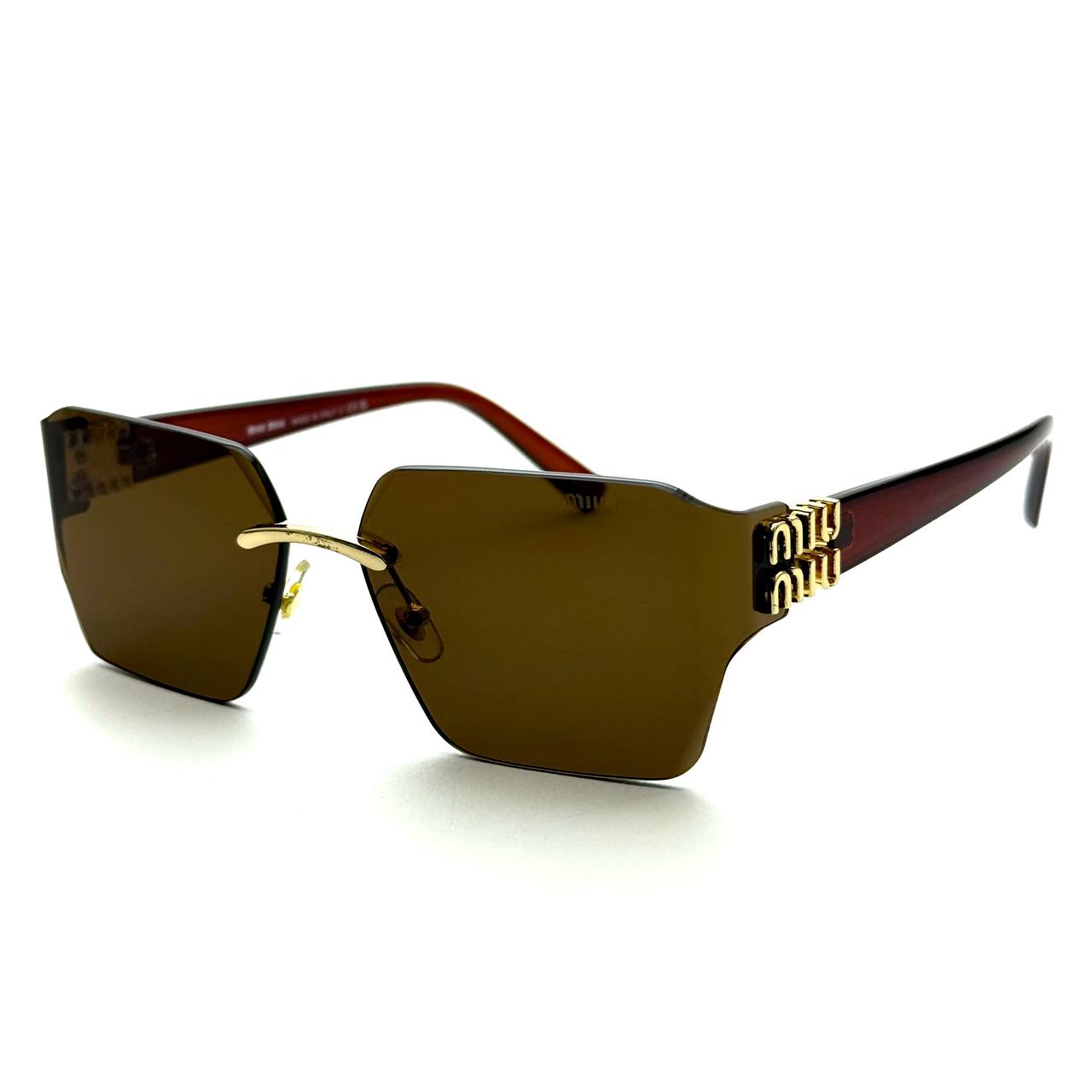 Miu Miu MU 04RS Rimless Oversized Sunglasses – Brown
