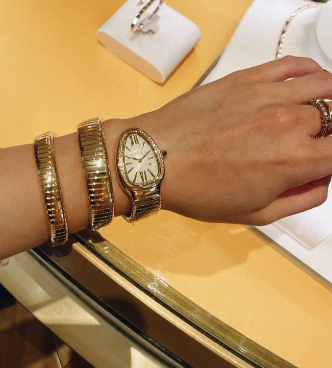 BVLGARI Serpenti Tubogas Watch – Gold / White Dial
